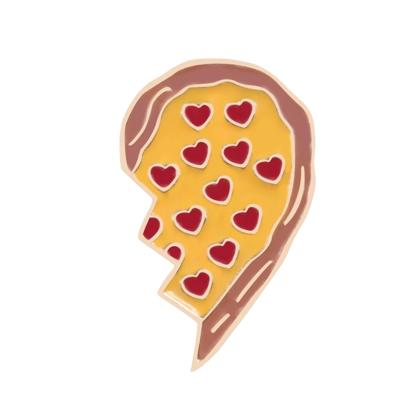 light pizza Абстрактные броши в виде разбитого сердца для пар, коллекция, бутылка вина, пивная чашка, эльф, земля, пицца, булавка, Джинсовая Шляпа, ювелирные изделия, эмаль, корсаж, подарок - Окраска металла: light pizza