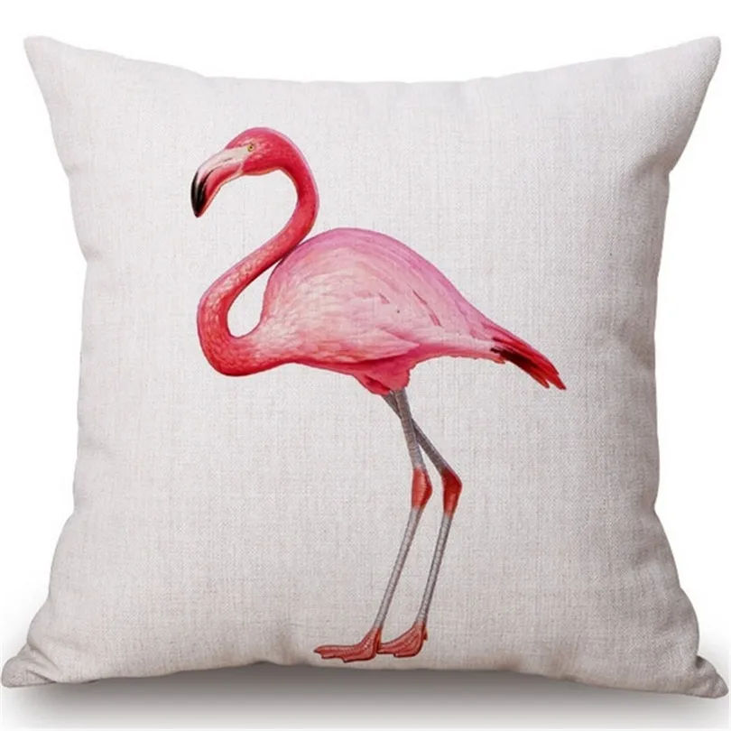 2017 Roman Cotton Linen Pillow Cover Chair Seat Waist Square Decorative Flamingo Pattern Pillowcase Home Cushion Living 45*45cm | Дом и сад