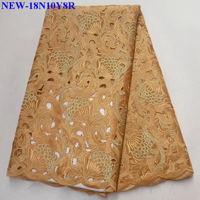 2018 New Design Embroidered African cotton Lace Fabric High Quality Nigerian French With Stones Swiss Voile GHU006 | Дом и сад