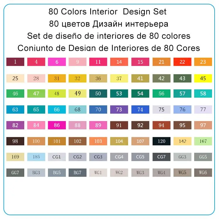 80 Colors Interior TOUCHNEW 30/40/60/80 Цвета маркер для рисования на спиртовой основе Маркеры Набор ручек для рисования манга двойной головой художественный эскиз маркер ручки для дизайна - Цвет: 80 Colors Interior