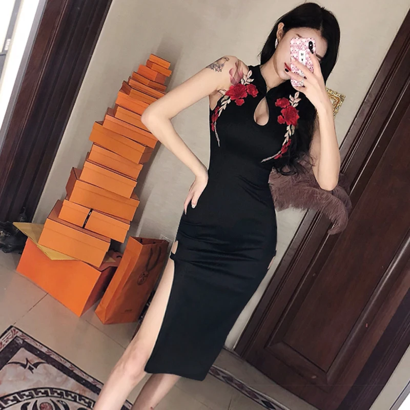 Китайское женское традиционное платье, шелковое атласное cheongsam, сексуальное свадебное платье qipao с цветами, винтажное платье qipao, китайское платье