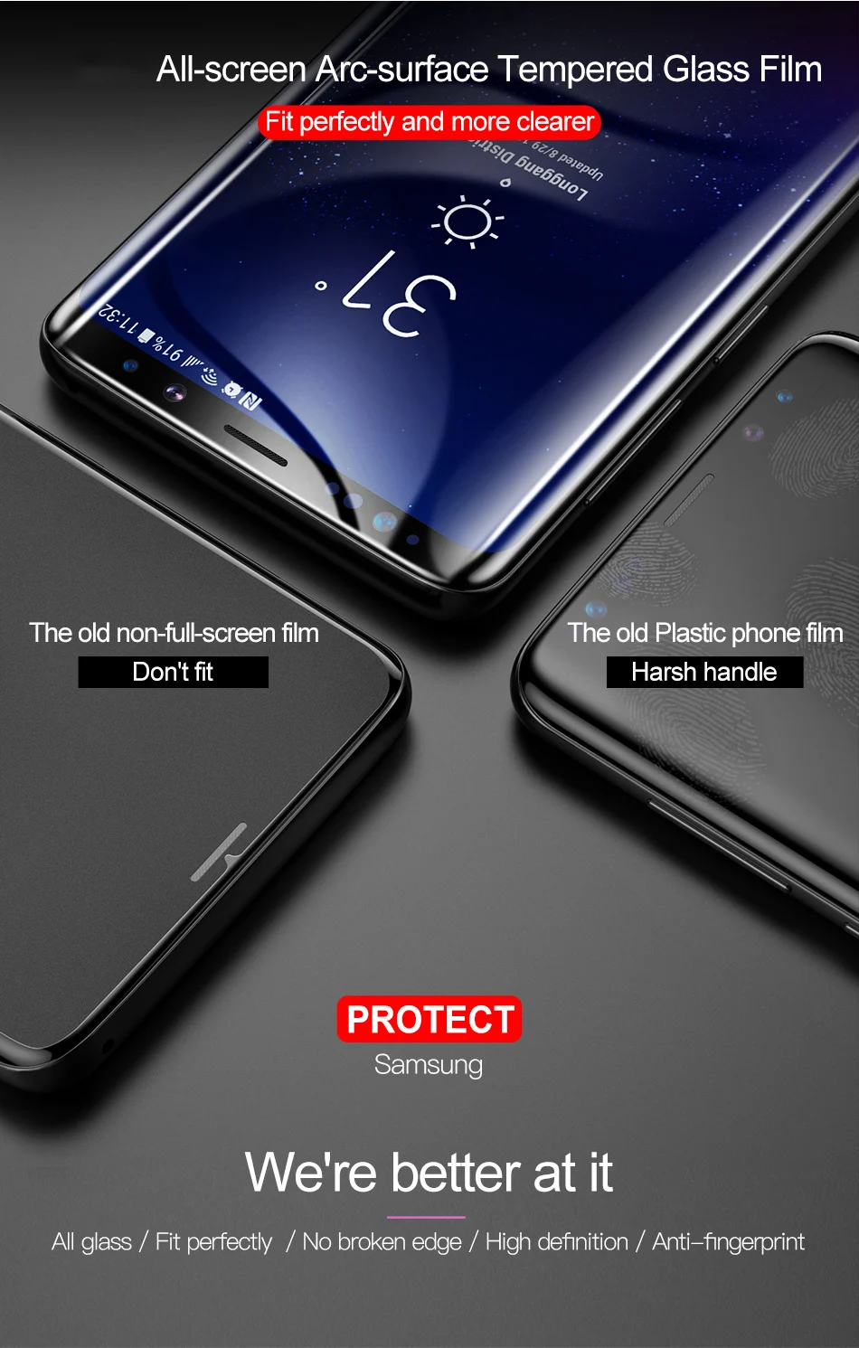 2 шт./лот 5D полный изогнутое закаленное Высокопрочное Стекло для samsung S10 S10Plus S10E S8 S8plus S9 S9Plus Note8 Note9 Экран протектор