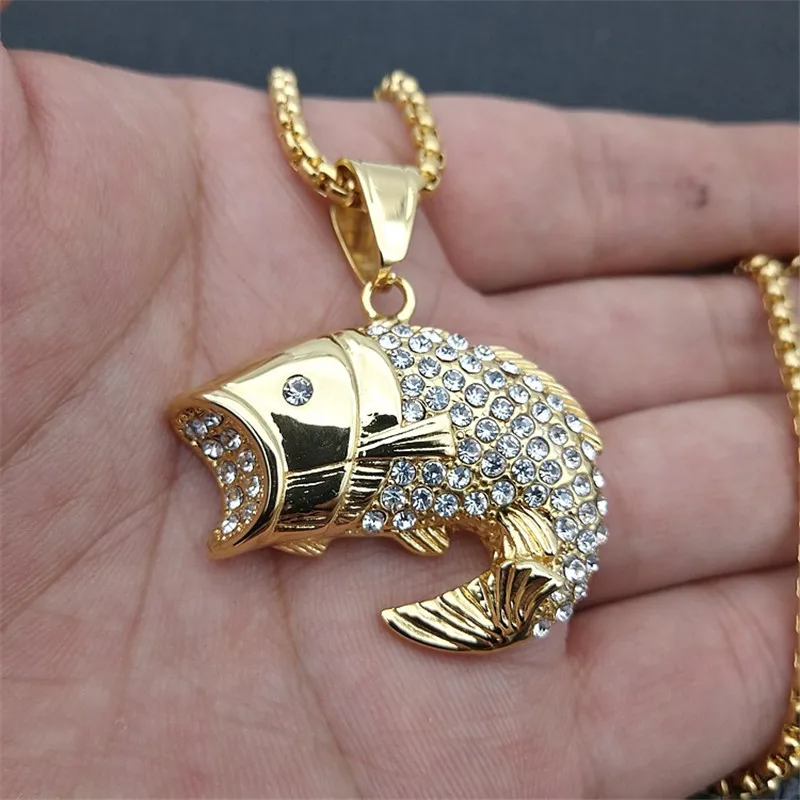 Подвески в стиле хип-хоп Ice Out Bling разразы-рыбки ожерелья для женщин/мужчин