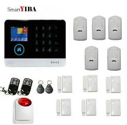 

SmartYIBA WIFI GSM GPRS English Russian language RFID card Wireless Home Security Arm Disarm Alarm system APP Remote Control