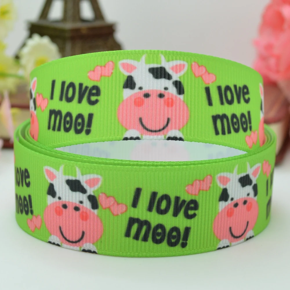 DUWES 7/8 &quot22 мм 2 5 10 50 ярдов котенок МОО пиццы печати grosgrain ленты волос лук DIY ручной
