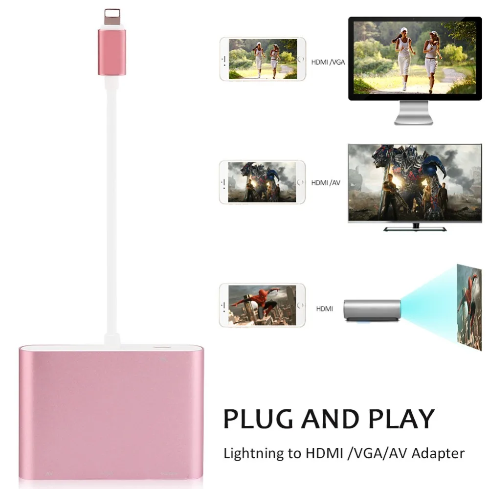 4 в 1 цифровой аудио видео HDTV конвертер для Lightning в HDMI VGA AV адаптер для IPhone Xs X XR 8 7 6plus для IPad Air/mini/pro