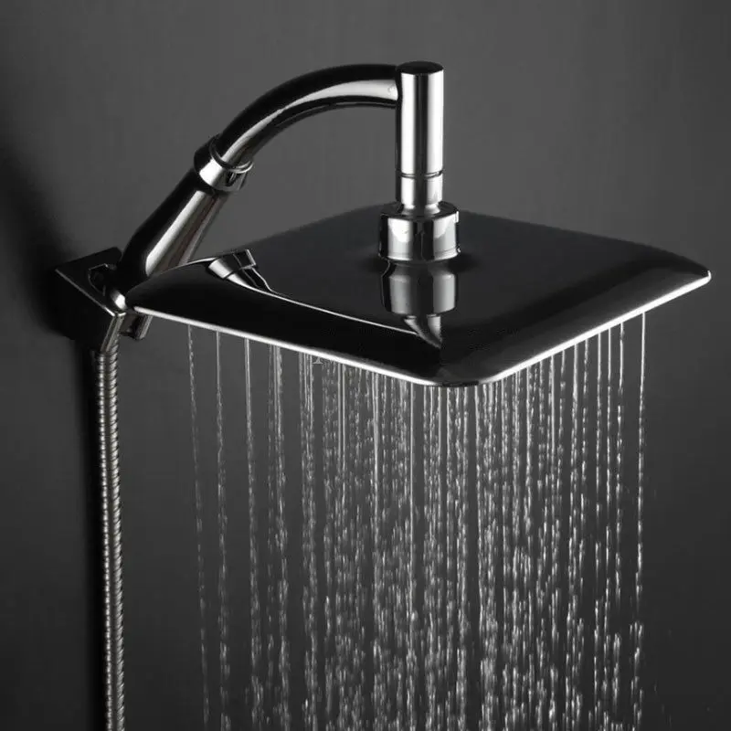 23*23cm Shower Head Square ABS Rainfall With Extension Arm Install |