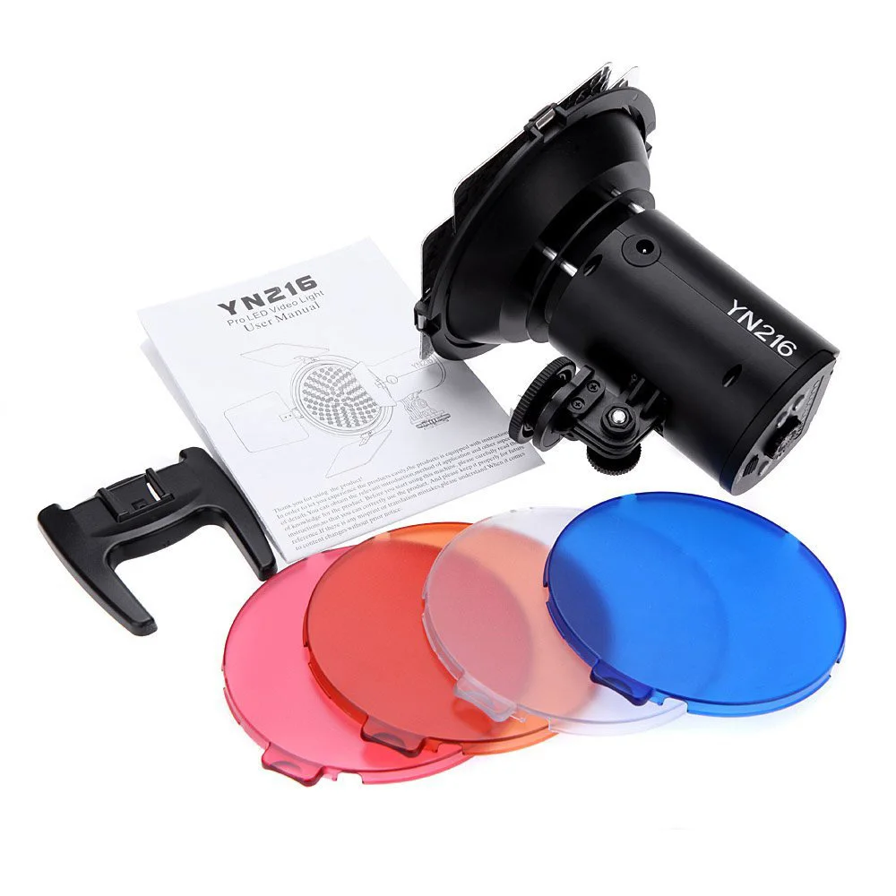 Светодиодная видеокамера YONGNUO YN216 3200 K 5500 с 4 цветными пластинами для камеры Canon Nikon