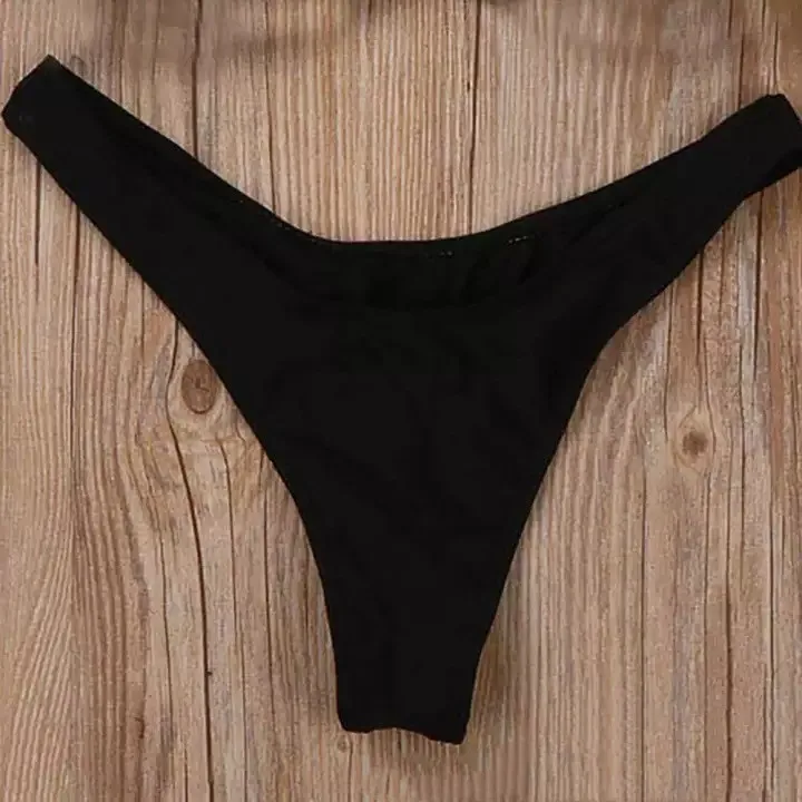 Black V Shape Sexy Brazilian Bikini Bottom Women Beach Swimwear Trunk Tanga Micro Briefs Panties Underwear Swimsuit