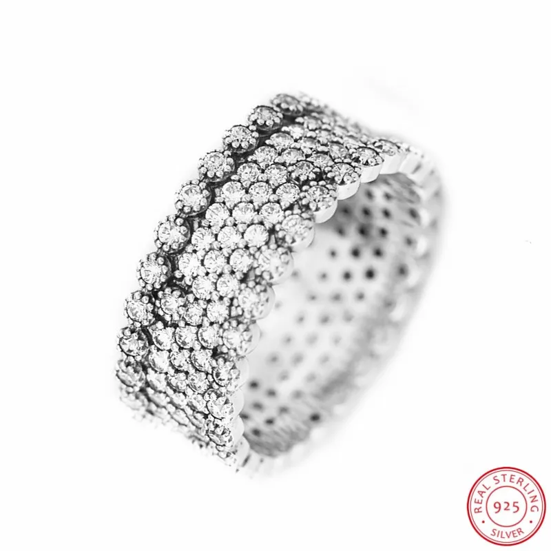 Weaved красивая текстура серебра 925 г. шикарные сверкающие кольца нежные кластеры проложить сияющий гобелен CZ женские ювелирные изделия FLR143
