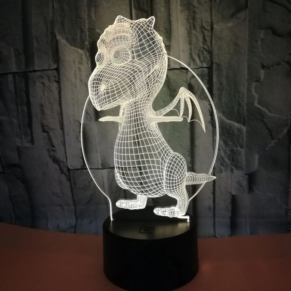 Милый динозавр 3D ночник с USB LED Настольная лампа Дистанционное Сенсорное