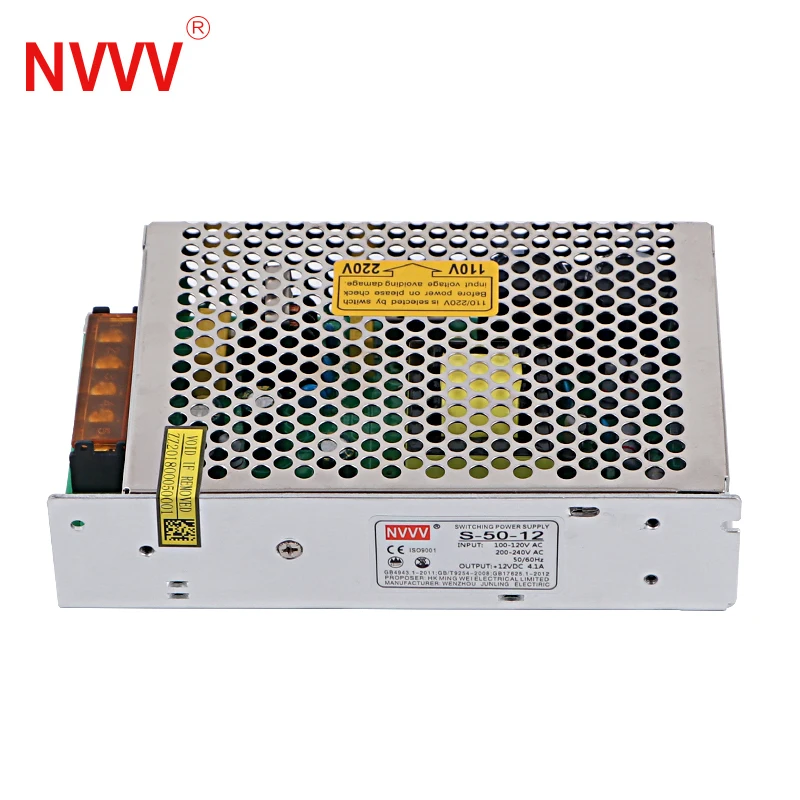 NVVV светодиодный импульсный источник питания S-50w-12v 24V мониторинга драйвер