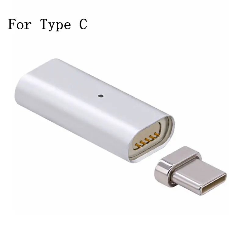 silver type c Магнитный адаптер Micro USB Магнитный зарядное устройство конвертер для магнитной зарядки дата кабель для Iphone samsung мобильный телефон адаптер - Тип штекера: silver type c