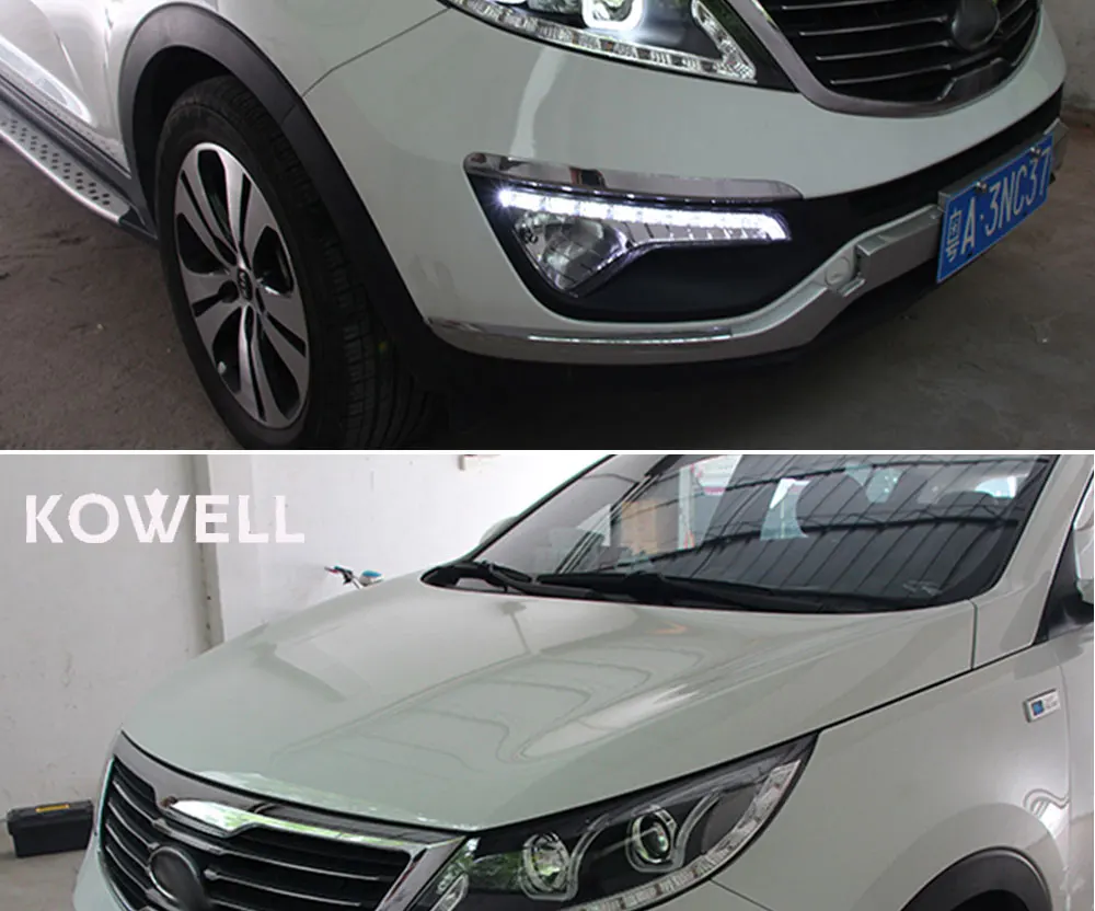 KOWELL автомобильный Стайлинг для KIA SPORTAGE R фары светодиодный фонарь с двойной U DRL Биксеноновые линзы HID автомобильные аксессуары