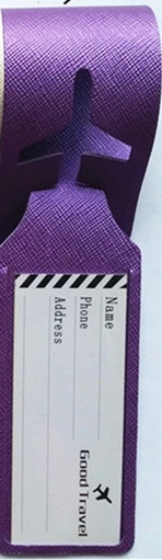 Purple 1 шт. ПУ багажная бирка чехол Креативные аксессуары чемодан ID адрес держатель письмо багаж посадочные бирки портативный ярлык - Цвет: Purple