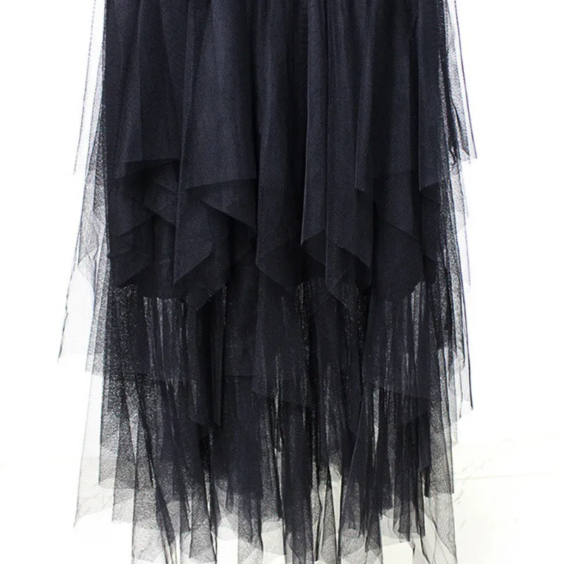 

Multiple Layers Skirts Women Irregular Hem Mesh Tutu Skirt Beach Skirt Ball Gown Ladies Female Skirt