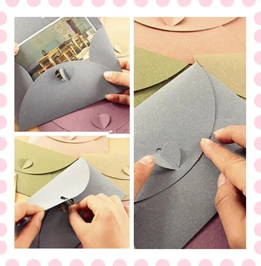 

50Pcs/Lot 11*17.5cm Heart Clasp Kraft Paper Envelope For Wedding Party Invitation Card DIY Scrapbooking Postcard Photo Or Letter