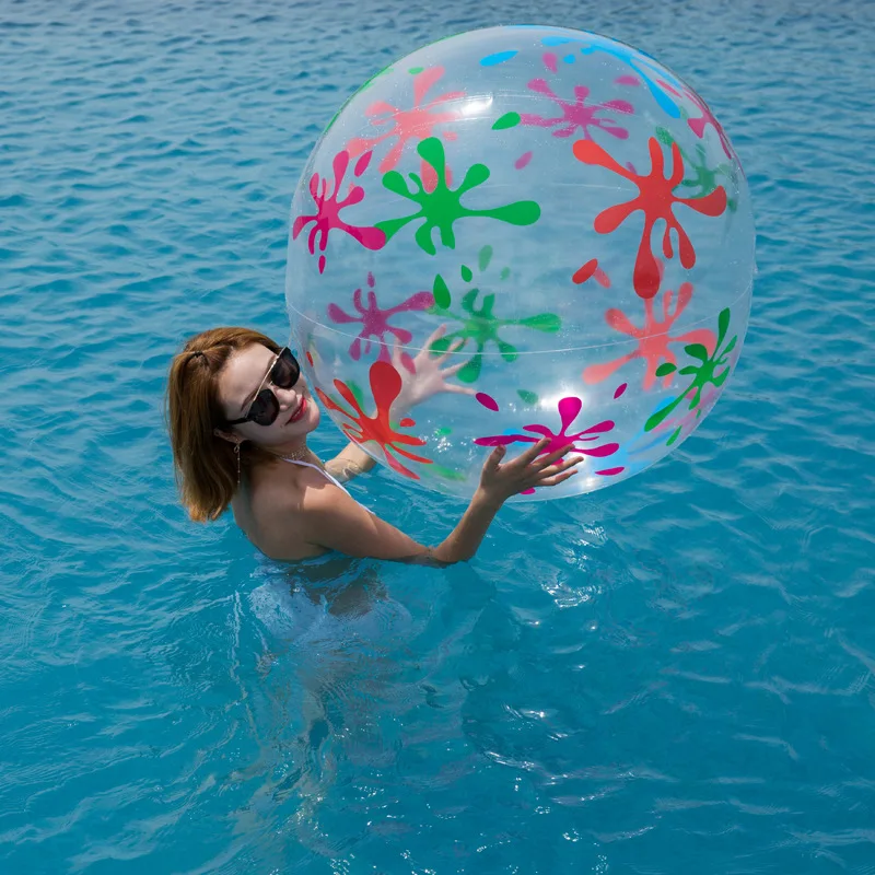 85cm Transparent Inflatable Beach Ball - PVC Water Toy for Kids, Outdoor Sports Splash Play, Swim Pool Fun image 2