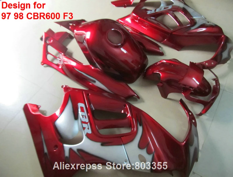 Обтекатели с металлическим рисунком Для HONDACBR 600 F3 1998 1997 97 98 (винно-красный) cbr