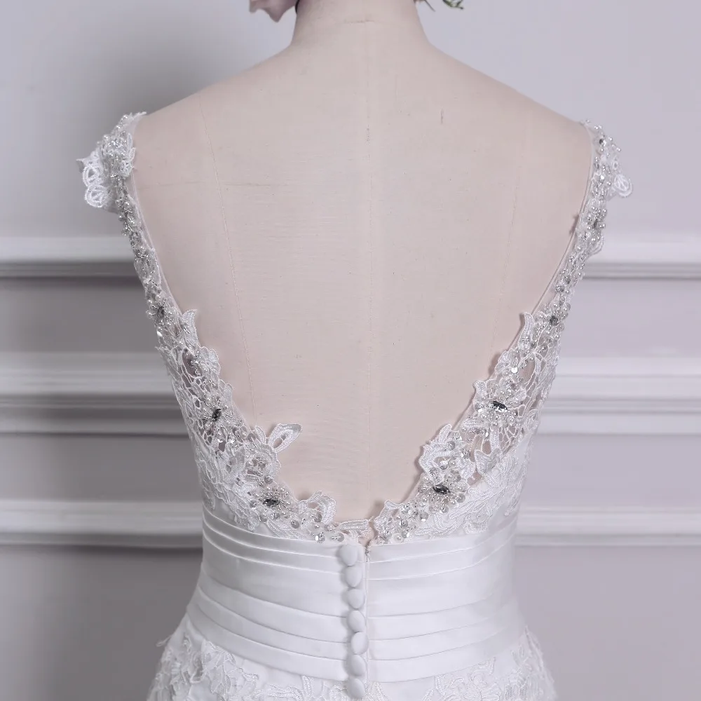 Элегантное кружевное платье с v-образным вырезом украшенное бисером Vestido De Noiva