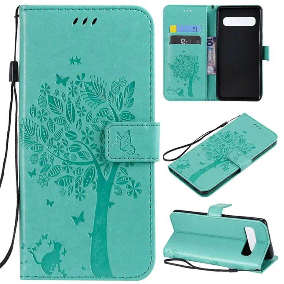 Кожаный чехол-книжка 3D Cat &amp Tree для Samsung Galaxy S10 S10E S9 Plus M10 M20 M30 A8S A6S A7 A9 2018 A10 A20 A30 A40 A50 A70