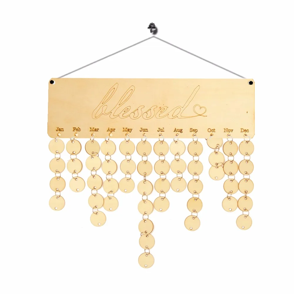 

Blessed Calendar Board Wooden Decoration Crafts Hanging Decorations Sign Special Dates DIY Planner Board Hanging Decors