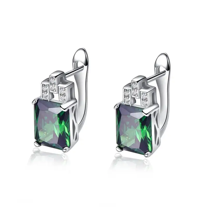 925 Silver Earring BONLAVIE, 1 пара, русские изумрудные серьги, клипсы, 925 пробы, серебряные серьги, зеленый камень, серьги с застежкой, Женские Ювелирные изделия - Цвет камня: 925 Silver Earring