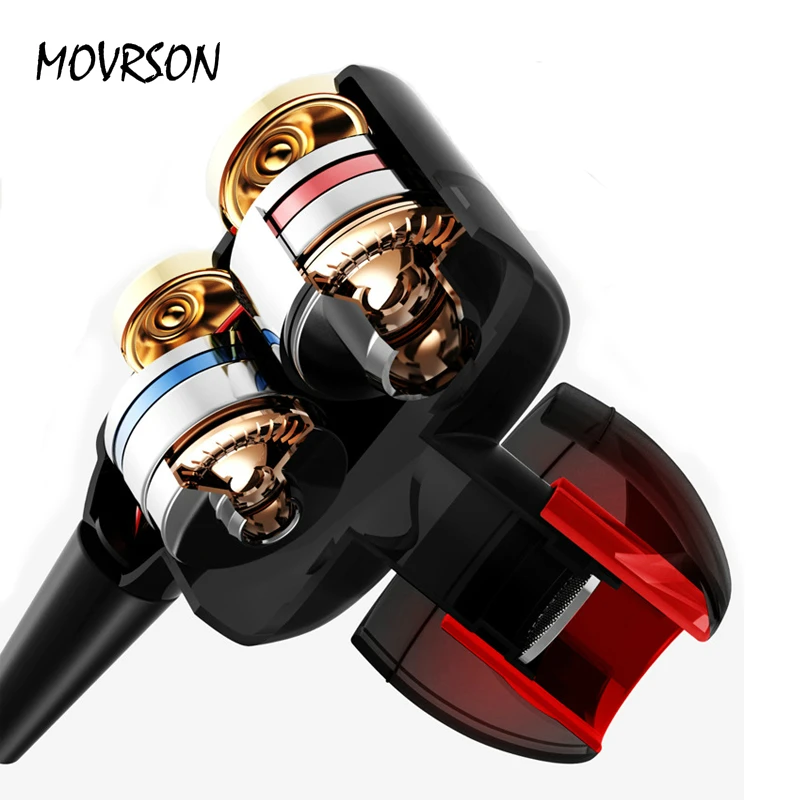 MOVRSON двойной блок привода в ухо наушник Bass сабфувер и гарнитура для телефона DJ mp3