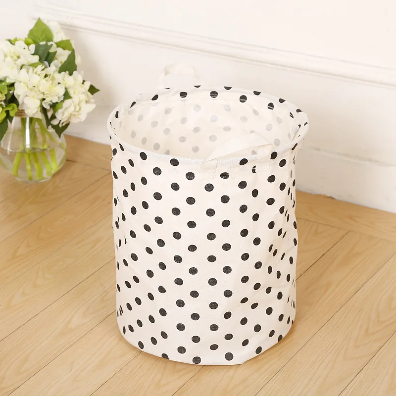 

Fashion Cotton Dot Pentagram Home Holel Hospitals Foldable Waterproof Clothes Neatening Storage Laundry Basket Barrel CV