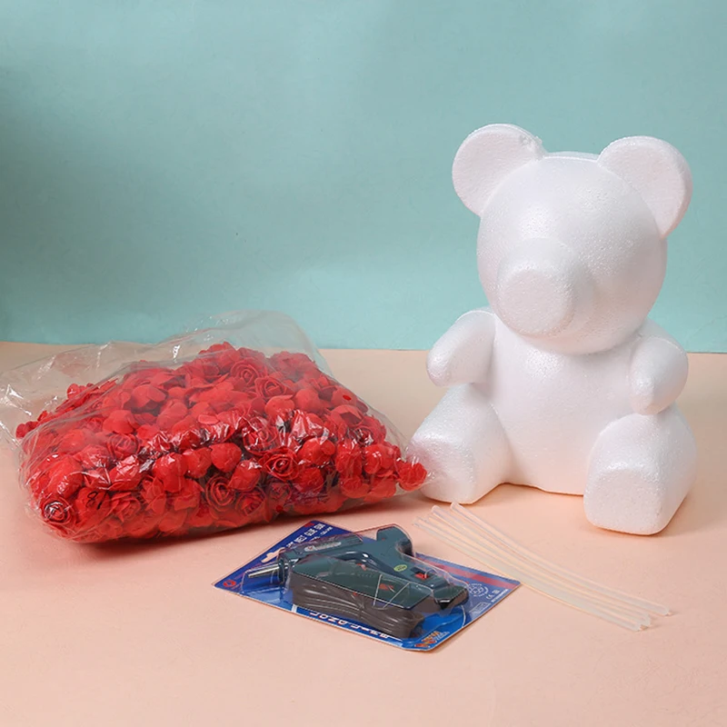 1 шт 20 см/35 см пена Роза медведь собака Плесень DIY Искусственный Роза плюшевый медведь клеевой пистолет стикер набор на День святого Валентина Свадебный подарок декор
