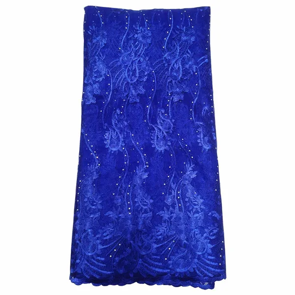 royal blue Последняя африканская кружевная ткань Тюль кружевная ткань с бисером африканская нигерийская кружевная ткань высокое качество кружева - Цвет: royal blue