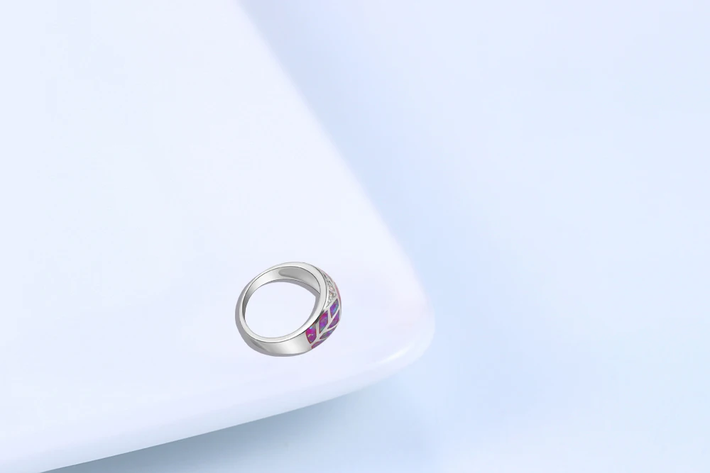  New Arrival Purple fire Opal silver plated Stamped Rings Zircon Wholesale &amp Retail Jewelry USA sz #8 #9.5 #8.5 OR655 | Украшения и
