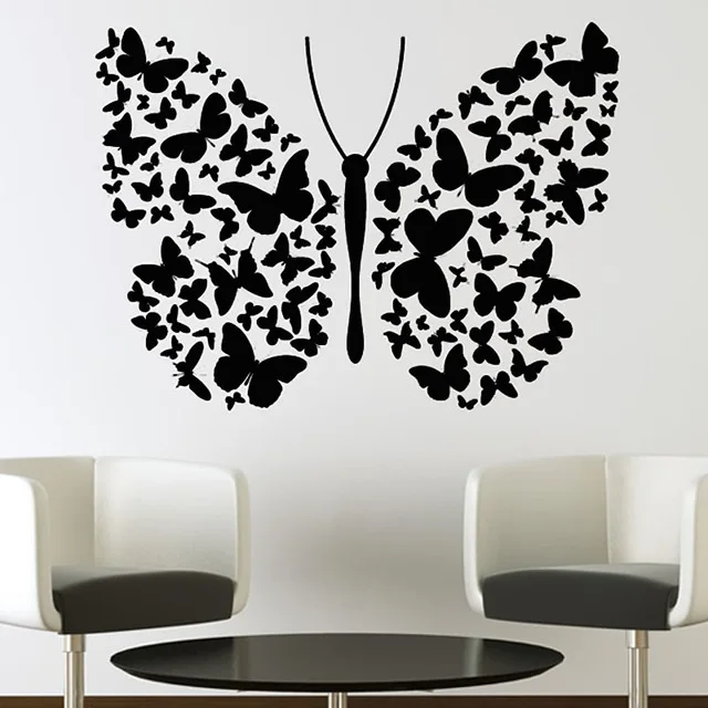 Модные Стиль Лидер продаж красивых бабочек с цветами стены Стикеры винил Книги