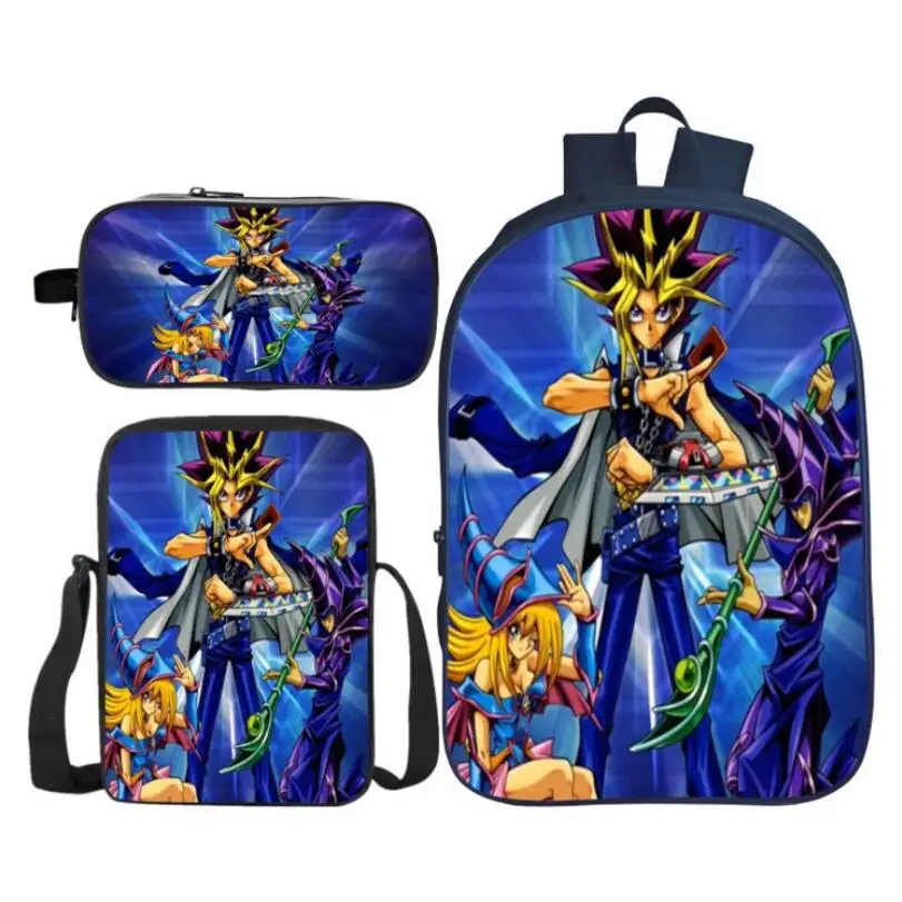 3 шт./компл. модные детские школьные сумки с 3D принтом Yu Gi Oh детский рюкзак