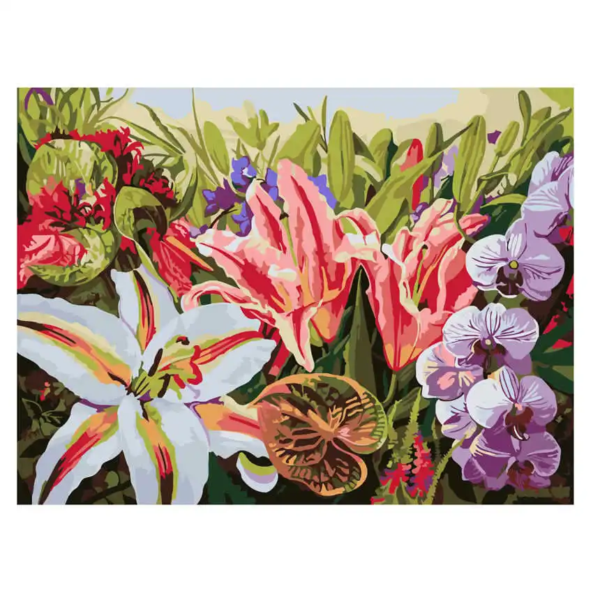 flower painting 21 Раскраска по номерам, сделай сам Раскраска по номерам, декоративная картина черный кот, картины по номерам - Цвет: flower painting 21