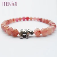 factory wholesale natural 6mm 5a pink lepidolite bracelet for women elephant charm pink lepidolite beads strand bracelets girl
