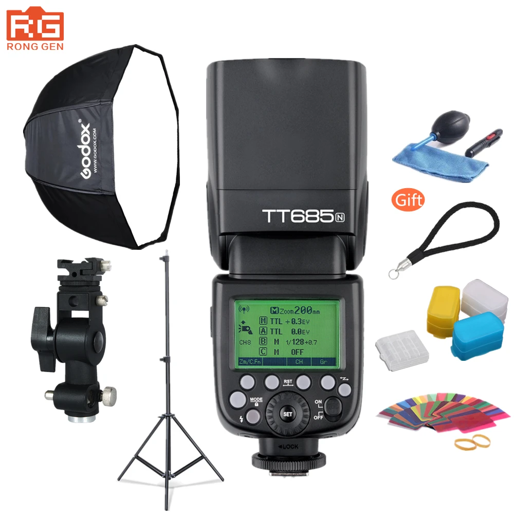 Godox фотостудия TT685N 2 4g Беспроводная TTL HSS вспышка + 80 см Зонт софтбокс осветительная