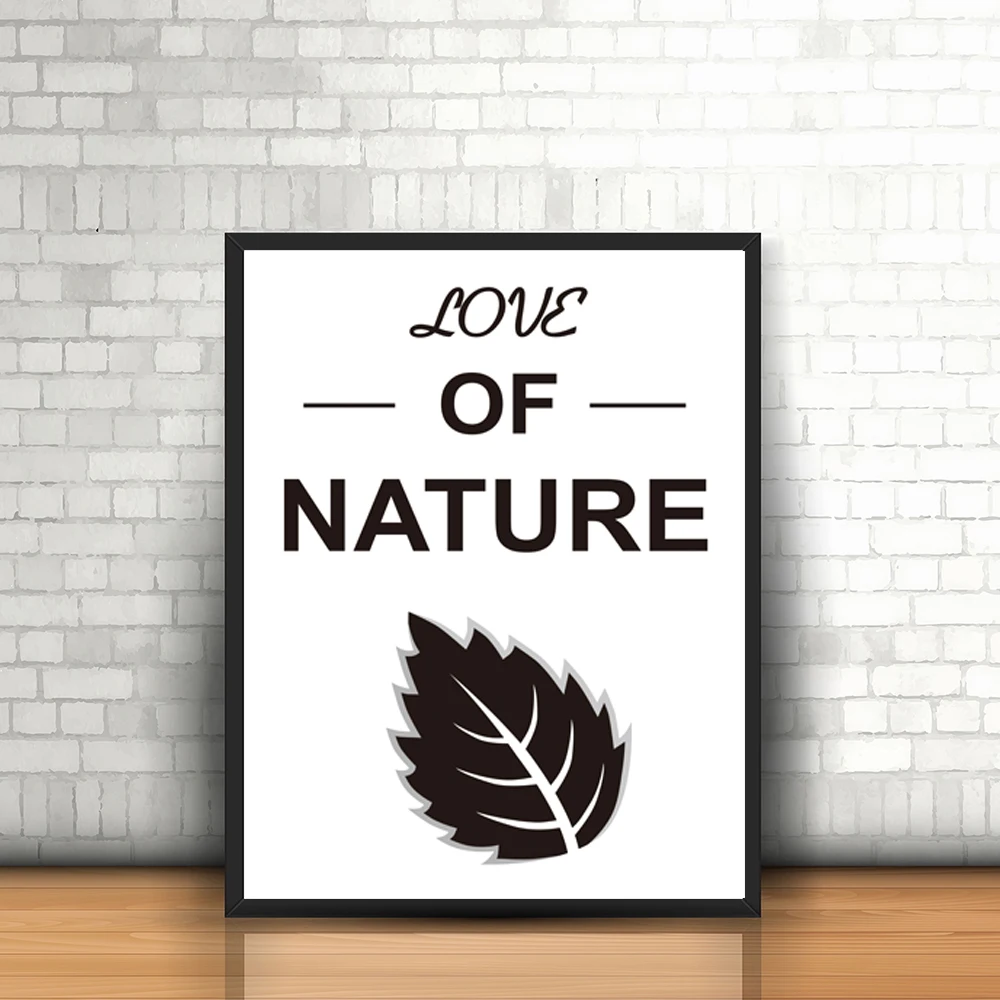 Картина на холсте в скандинавском стиле с цитатой Love of Nature популярная Настенная