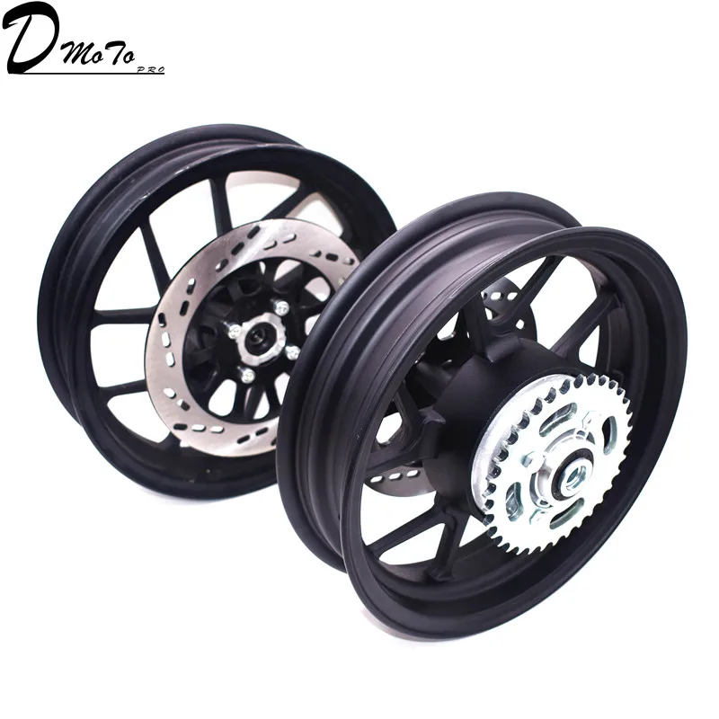 

2.50-12inch Front Rims/2.75-12 inch Rear Rim with Sprocket #428-34 tooth and 200/220mm brake disc plate for Motorcycle Wheels