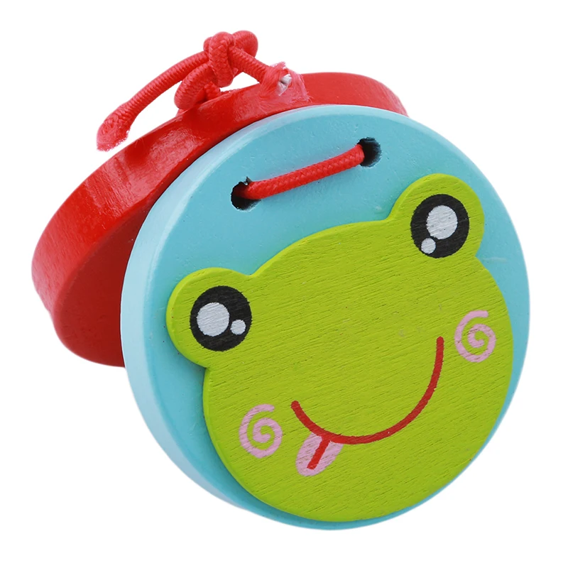 Мультяшные кастанеты милые детские деревянные кастаньеты с ручкой музыкальный