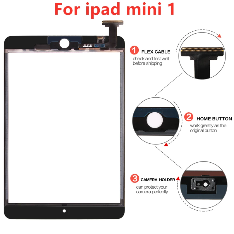 Сенсорный экран для iPad mini 1 черный и белый сенсорный дигитайзер стекло без кнопки