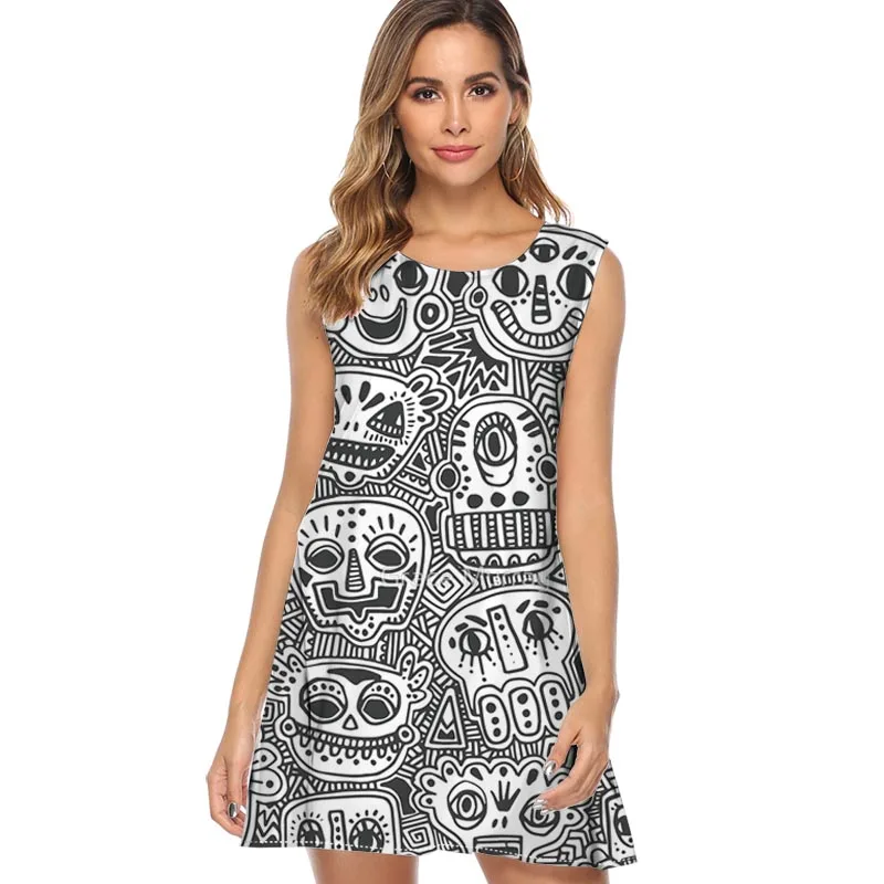 

Orange heart 2019 dress women Harajuku Print Summer Dress A line Sleeveless Ladies Casual Short Chiffon loose fashion Dresses