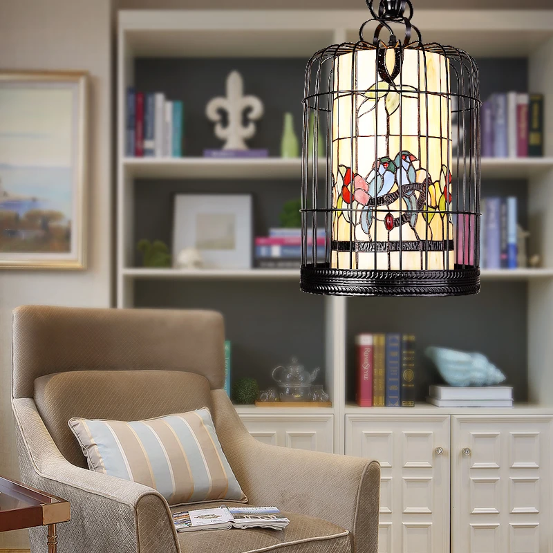 Tiffany bird cage промышленные подвесные лампы светильники светодиодные для дома