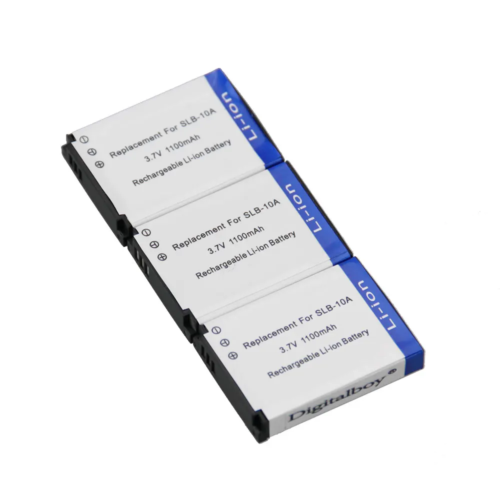 Digitalboy 3 шт. SLB-10A SLB 10A SLB10A 3.7 В 1100 мАч Батареи для камеры Samsung hmx-u10 hmx-u100 SL720 sl310w sl820 hz15w z1