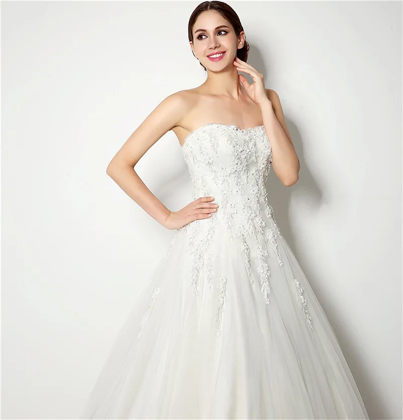 

New Arrival Strapless Off the Shoulder Appliques Beaded Ball gown Wedding dresses 2020 Robe de mariee gelinlik