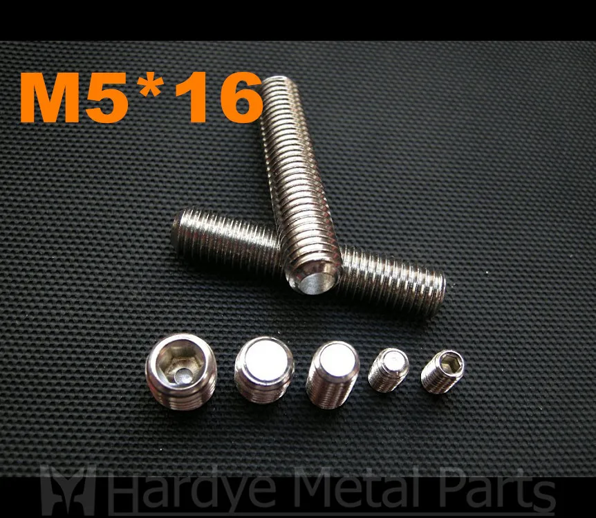 

500pcs/lot M5*16 DIN913 Stainless steel hex socket set screw with flat point grub screw