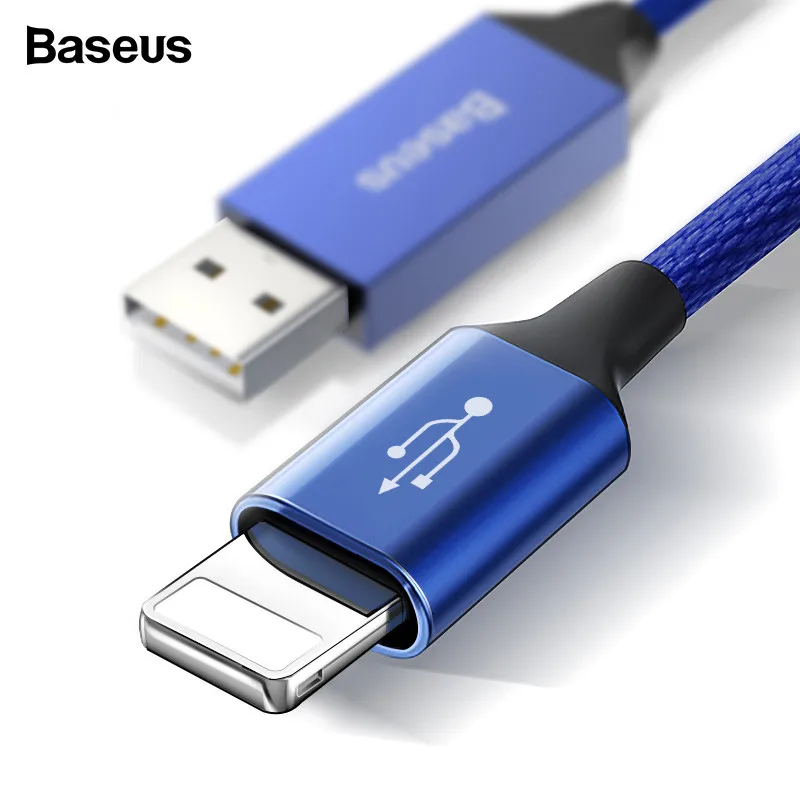Baseus нейлон 5 м USB кабель Быстрая зарядка кабель Реверсивный для iPhone X XR Xs 8 7 6 Plus Apple iPhone зарядное устройство длинный кабель Шнур для передачи данных - Цвет: Синий