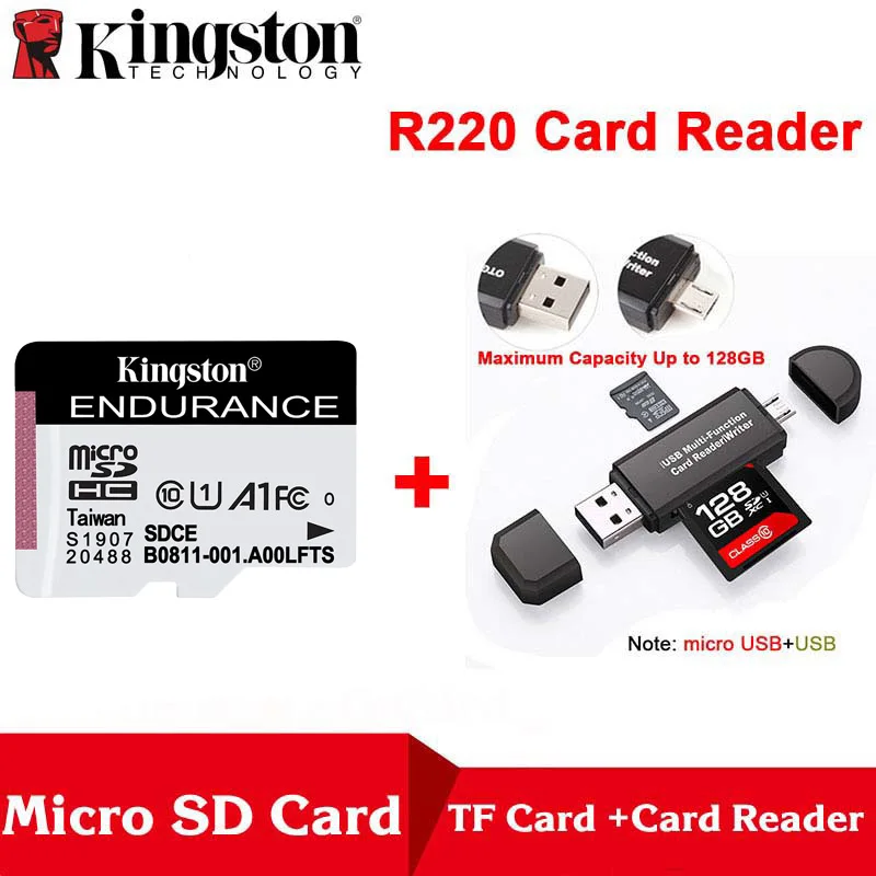 SDCE32GB-R220reader Kingston высокопрочная MicroSD карта класс 10 64 ГБ 32 ГБ 128 ГБ Memorias Micro SD SDXC флэш-карта памяти эксклюзивный для домашнего монитора - Емкость: SDCE32GB-R220reader