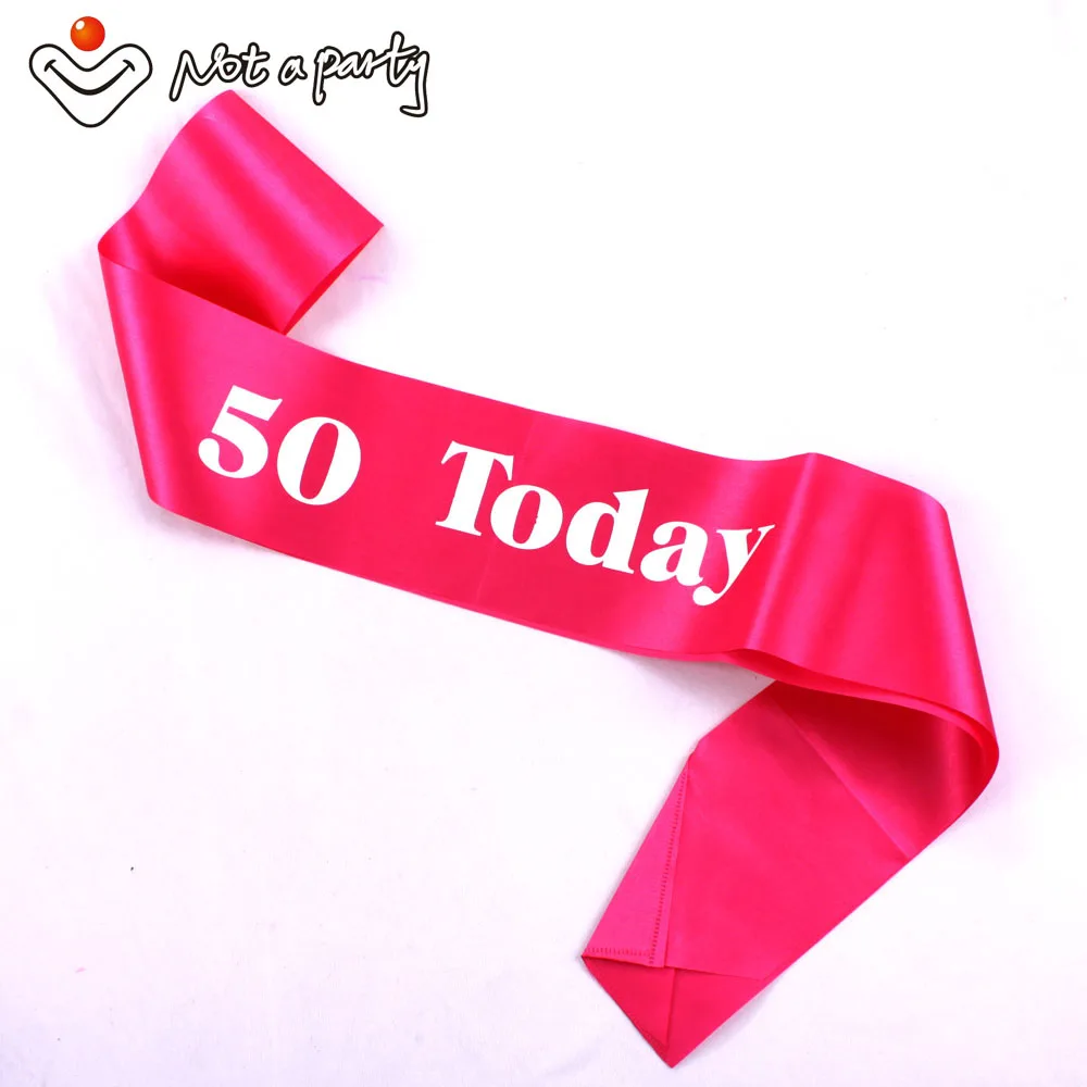 HotpinkWhr50today Сексуальная лента для дня рождения с черно-белым принтом, пояс для дня рождения, для взрослых, для празднования 21, 30, 40, 50 лет, вечерние принадлежности - Цвет: HotpinkWhr50today