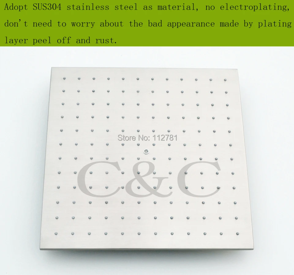 16 дюймовая дождевая Лейка для душа в ванную комнату из нержавеющей стали (304)